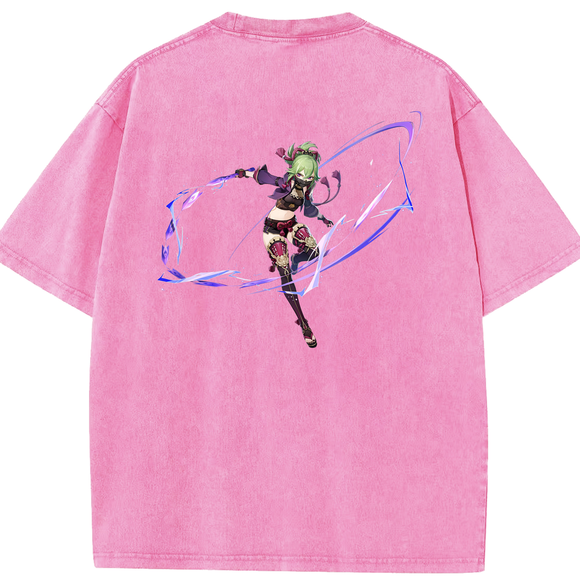げんし神  久岐忍 くき しのぶ genshin Kuki Shinobu 綿100% ヴィンテージ風 半袖Tシャツ（背面プリント）